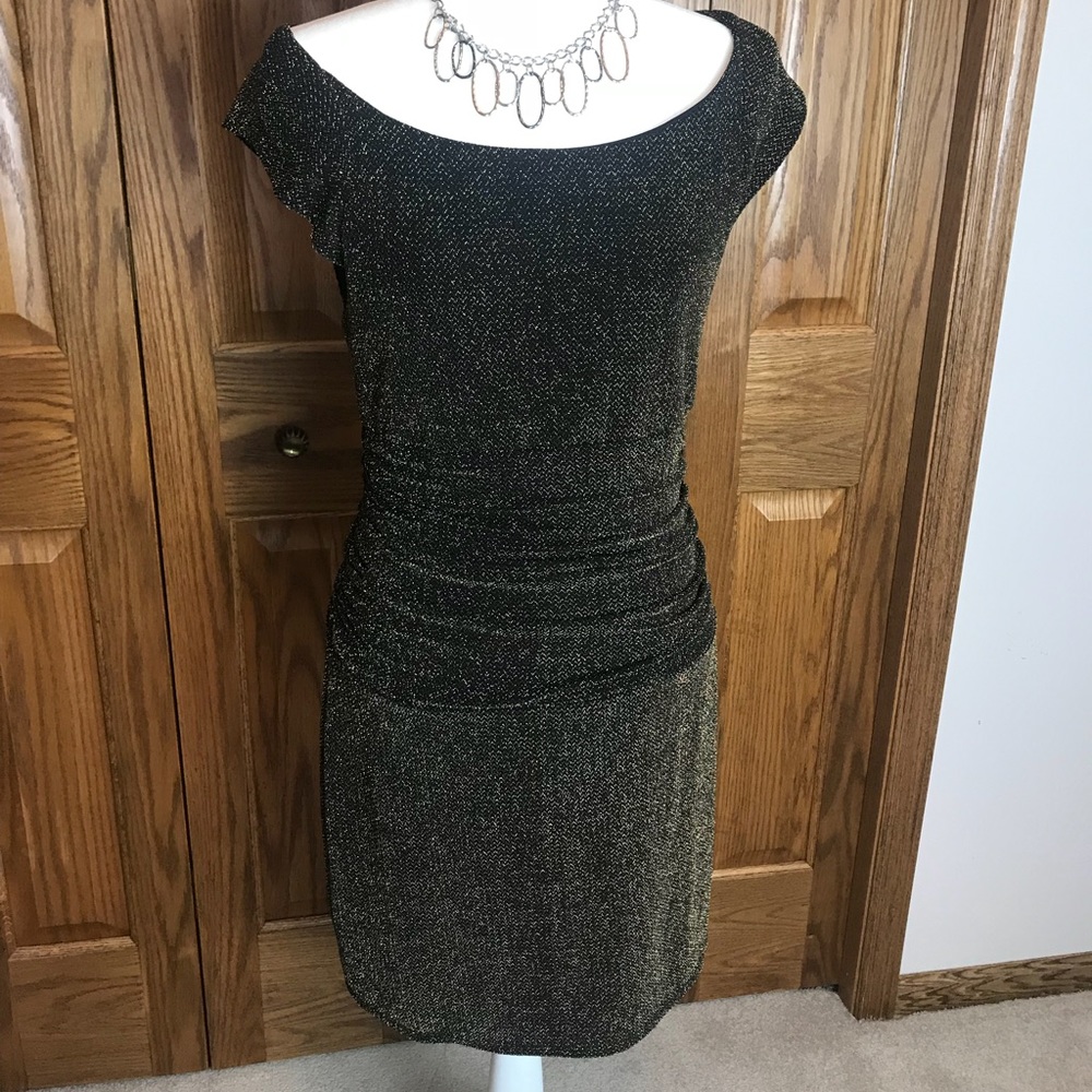 Bisou Bisou Shimmering Gold and Black Dress